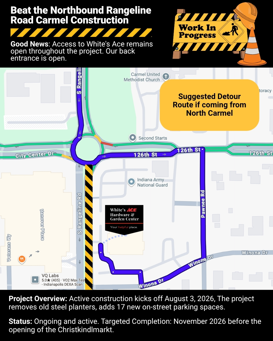 1 Detour from Northside of Carmel