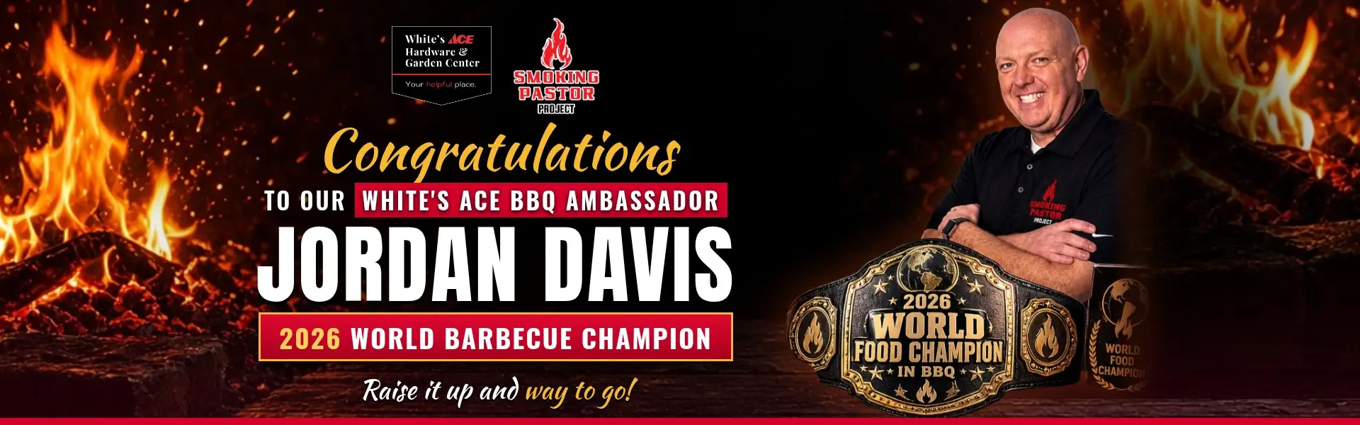 Congratulations to White's Ace BBQ Ambassador Jordan Davis, 2026 World Barbecue Champion
